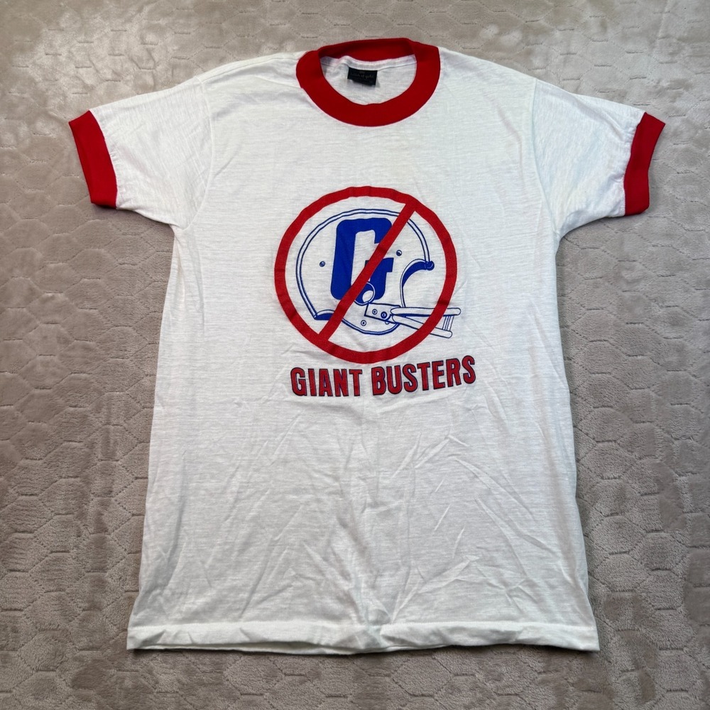 VTG 80s Anti NY Giants Shirt Sz Md Touch of Gold Giant Busters 49ers Ringer Tee
